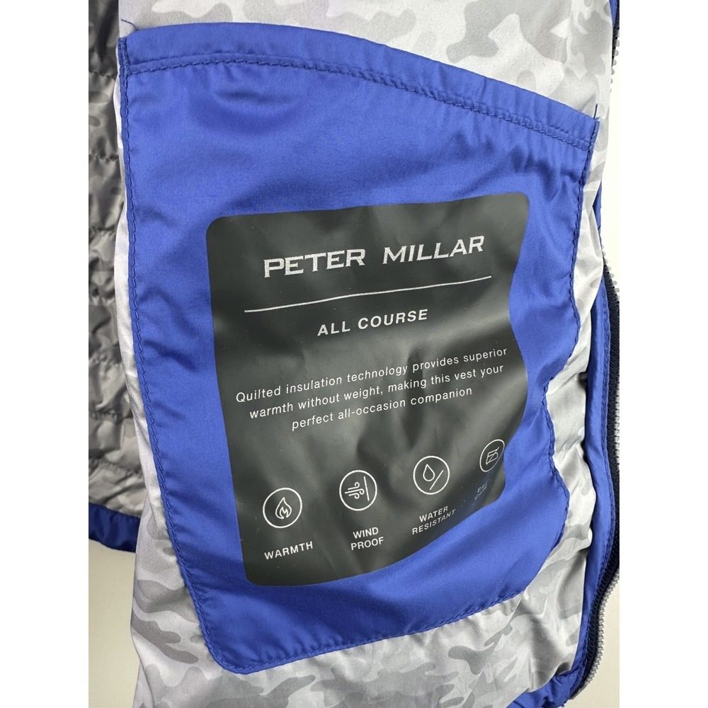 Peter Millar Hyperlight Quilted Puffer Vest Mens Large Blue Full Zip Crown Sport - Picture 11 of 13